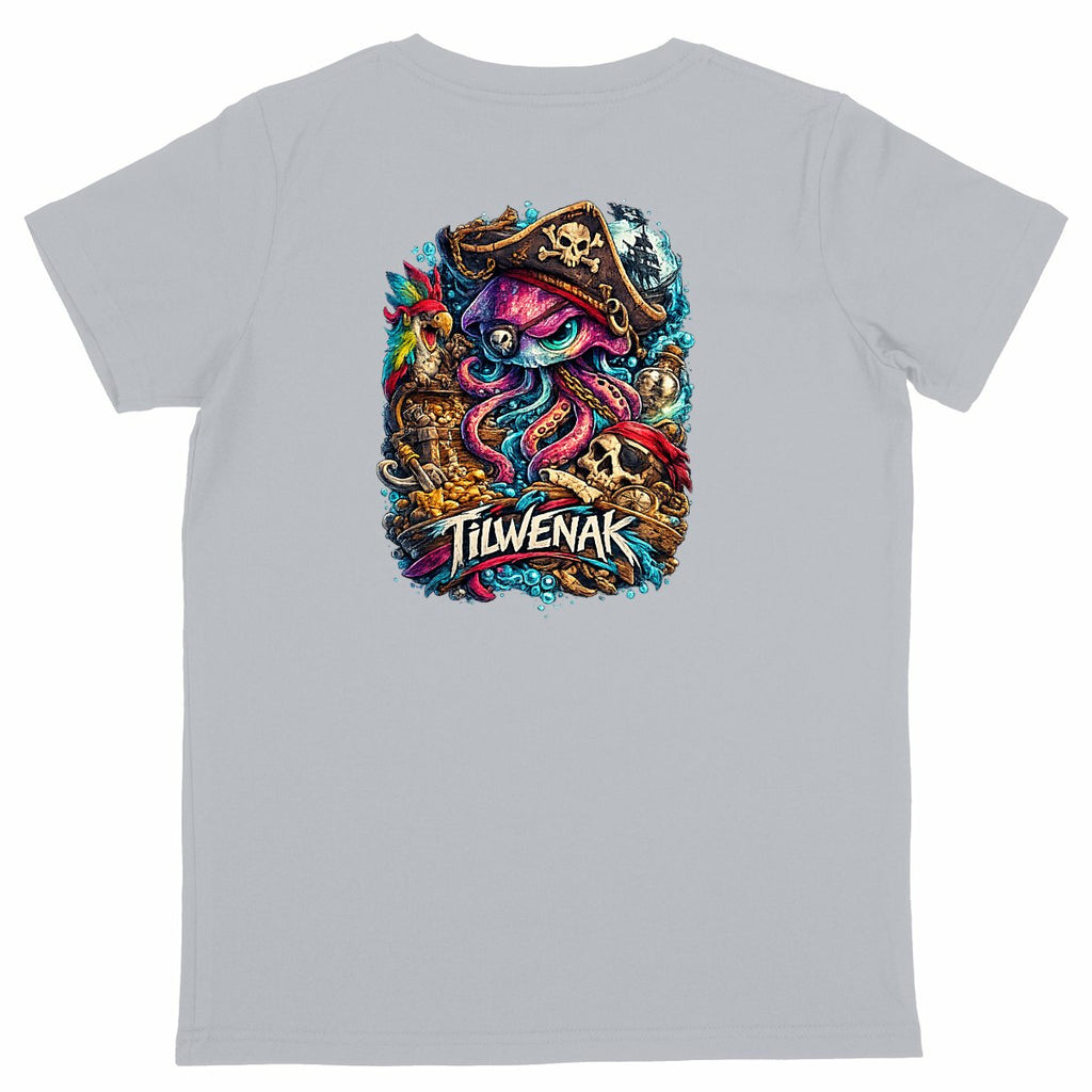 T-shirt enfant en coton bio en conversion Tilwenak - dos_gris