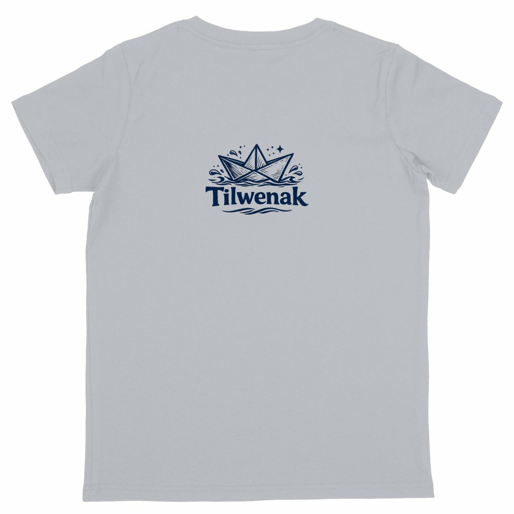 T-shirt enfant en coton bio Tilwenak - dos_gris