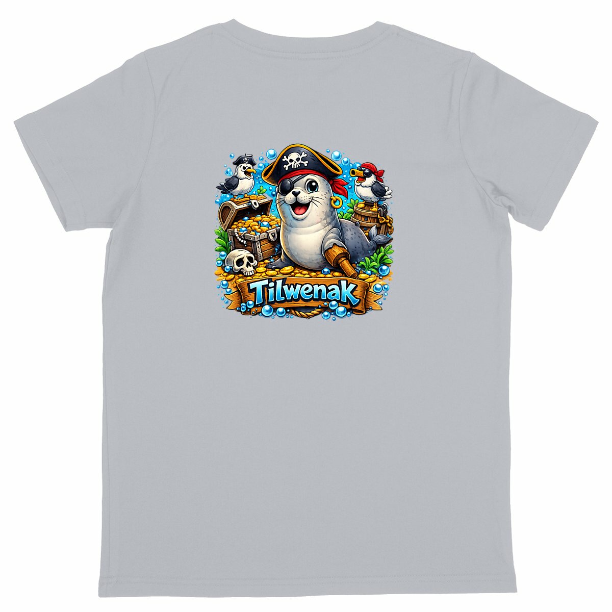 T-shirt enfant en coton bio Tilwenak - dos_gris