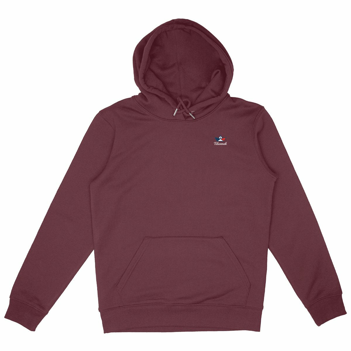 Sweat à capuche épais éco-responsable Tilwenak - face_bordeaux