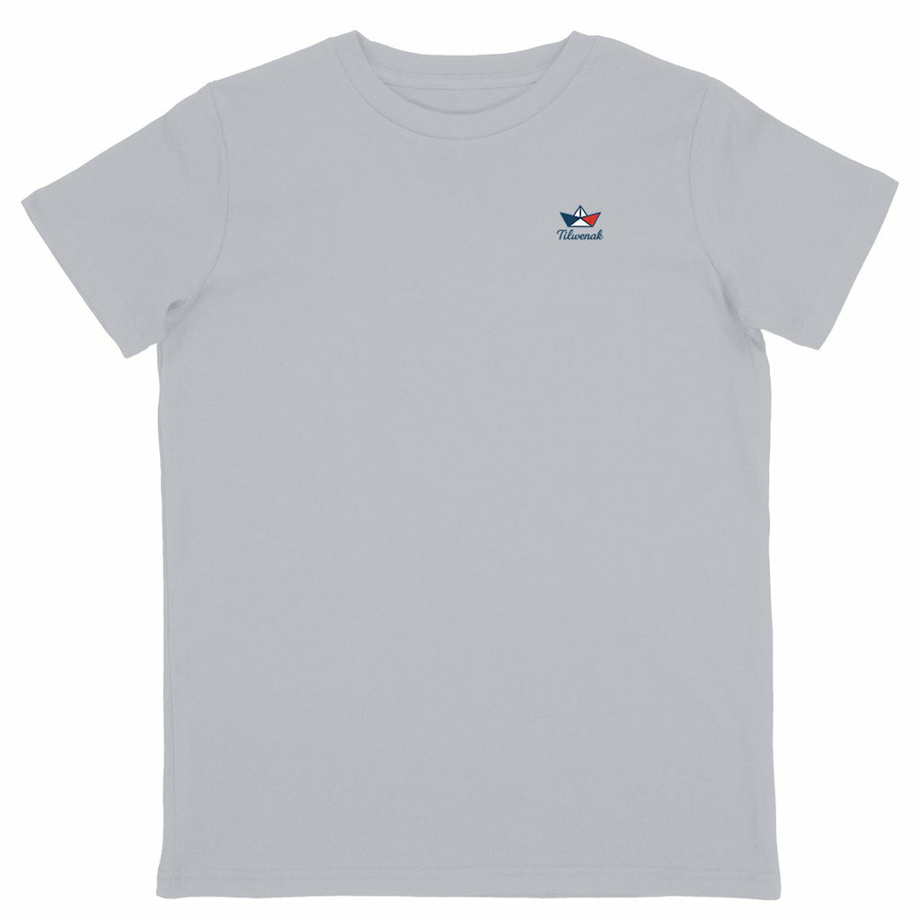 T-shirt enfant en coton bio Tilwenak - face_gris