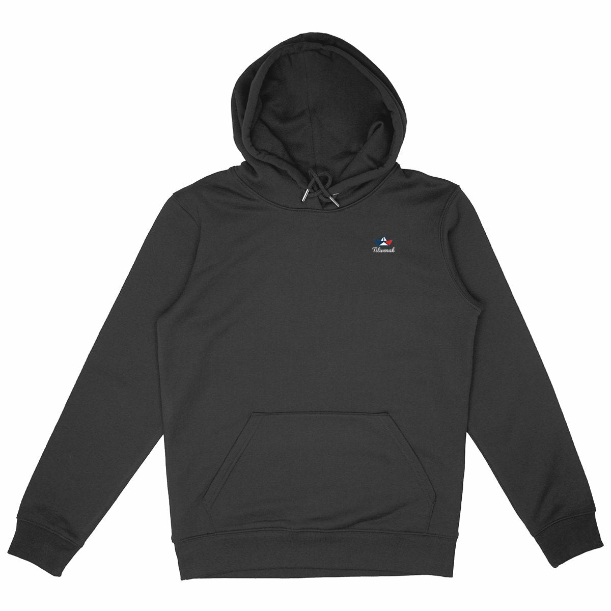 Sweat à capuche épais éco-responsable Tilwenak - face_noir
