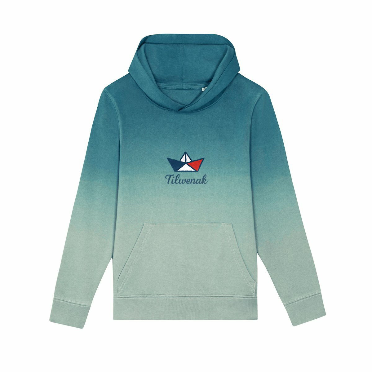 Sweat à capuche enfant coloré effet dip dye, tendance et confortable signé  Tilwenak - face_vert